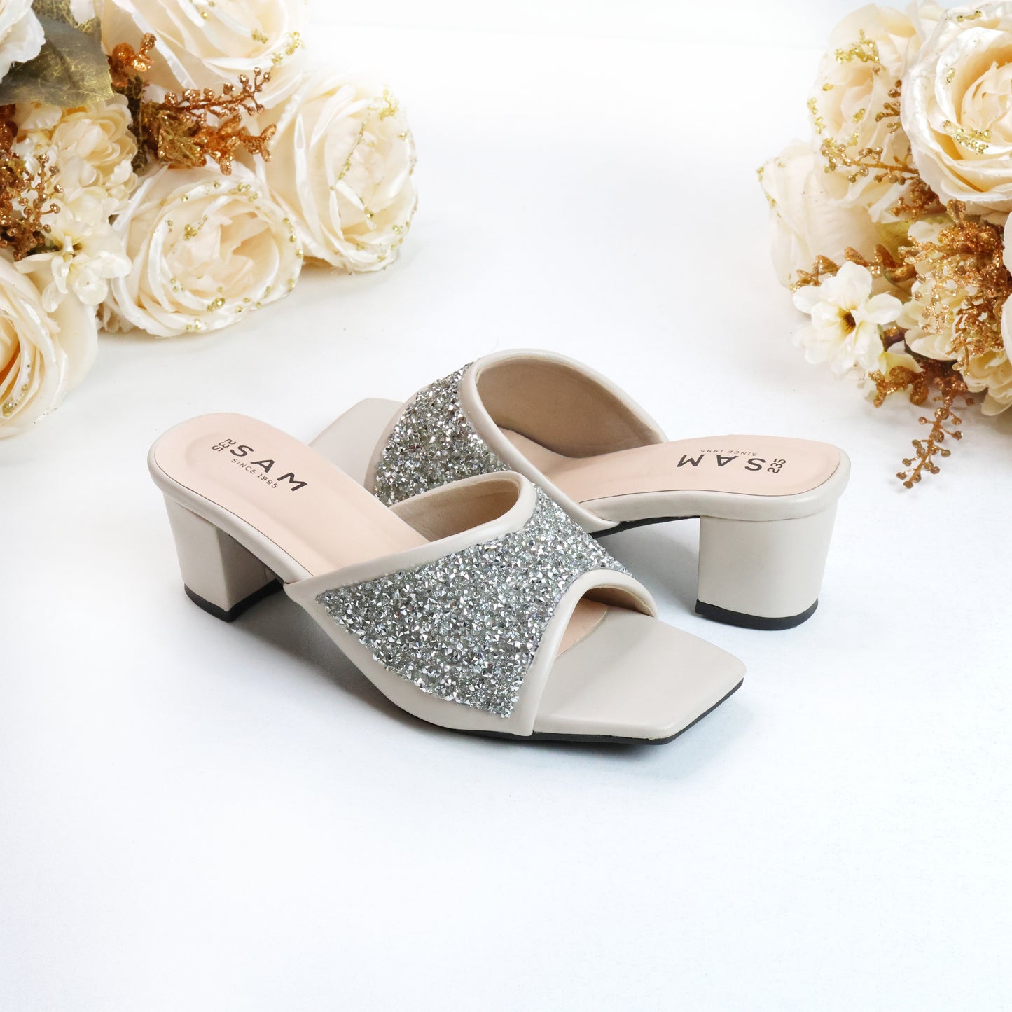 Messy Stone Strap 2 Inch Heel