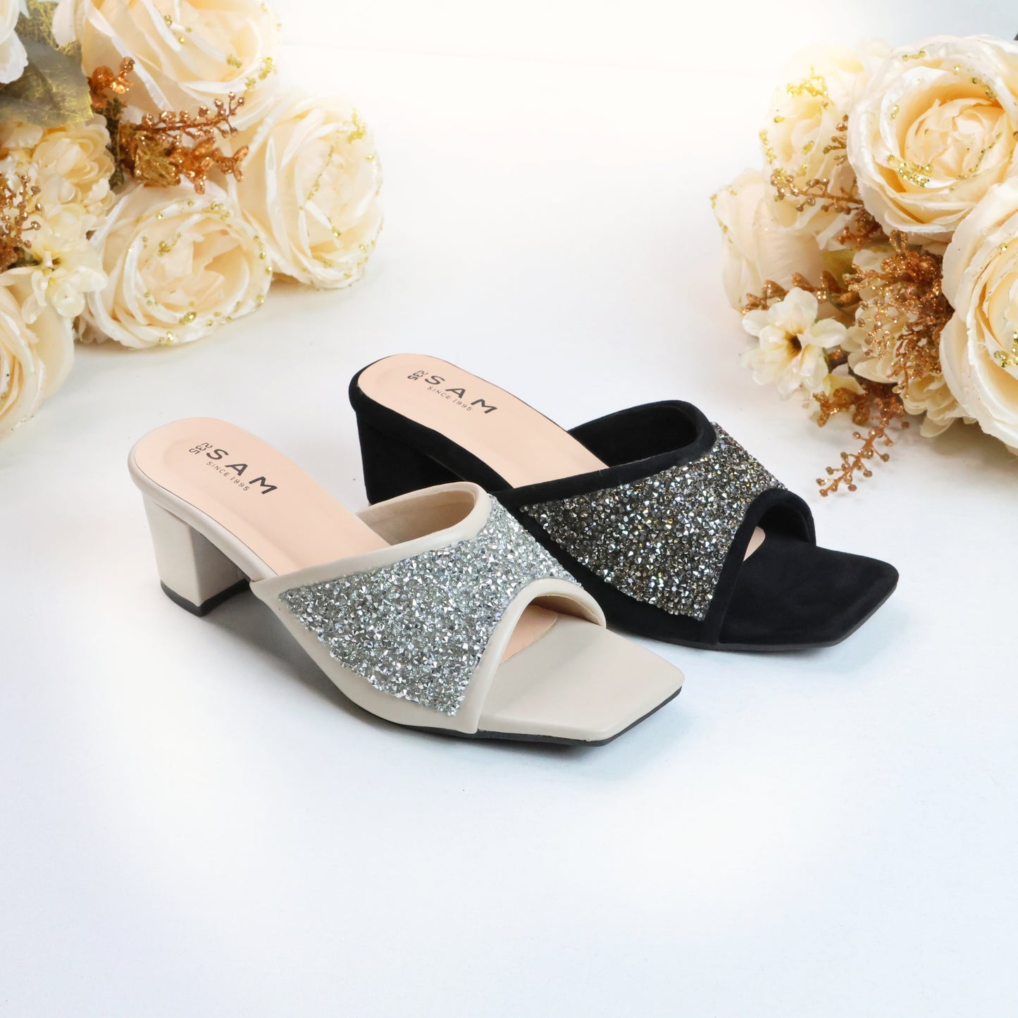 Messy Stone Strap 2 Inch Heel