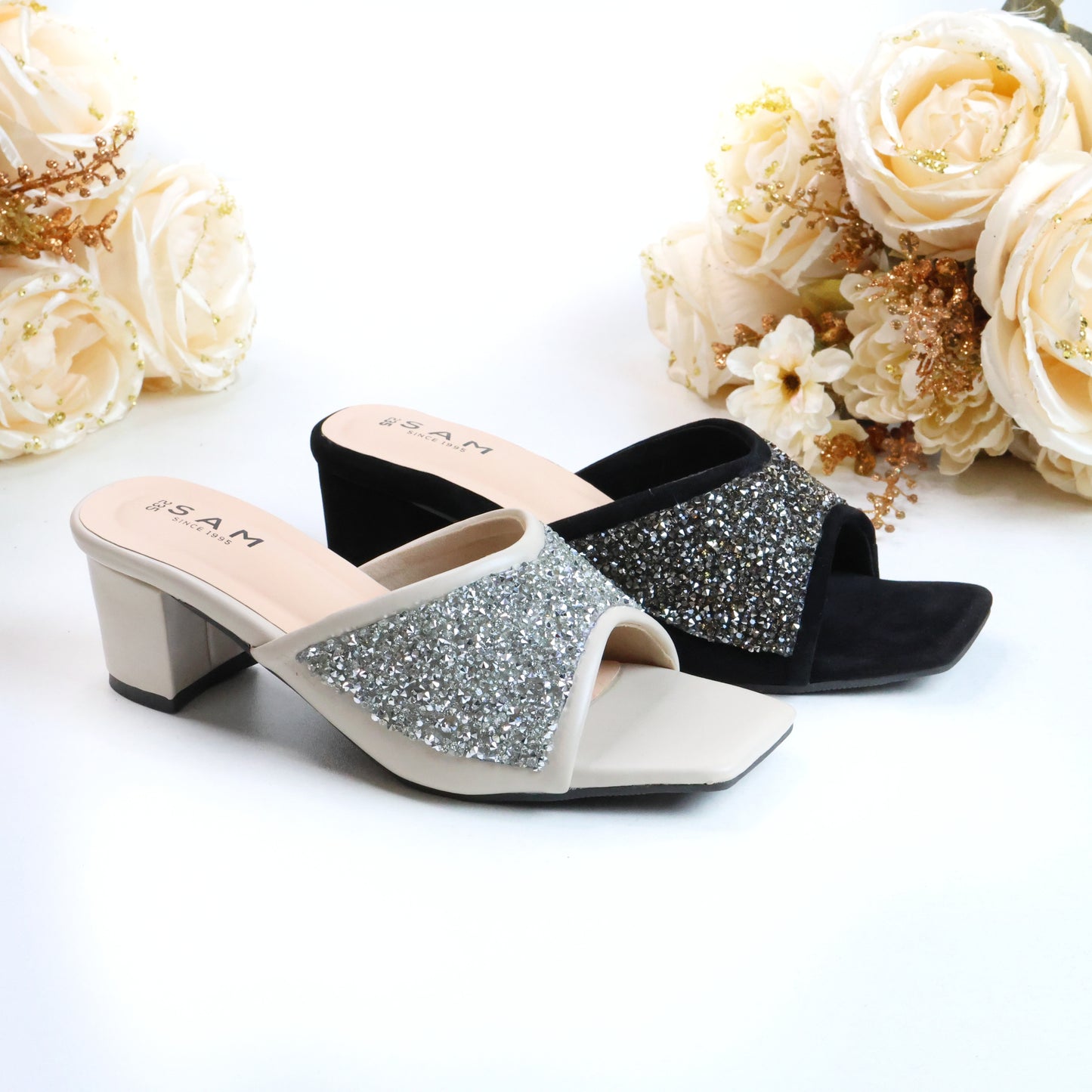 Messy Stone Strap 2 Inch Heel