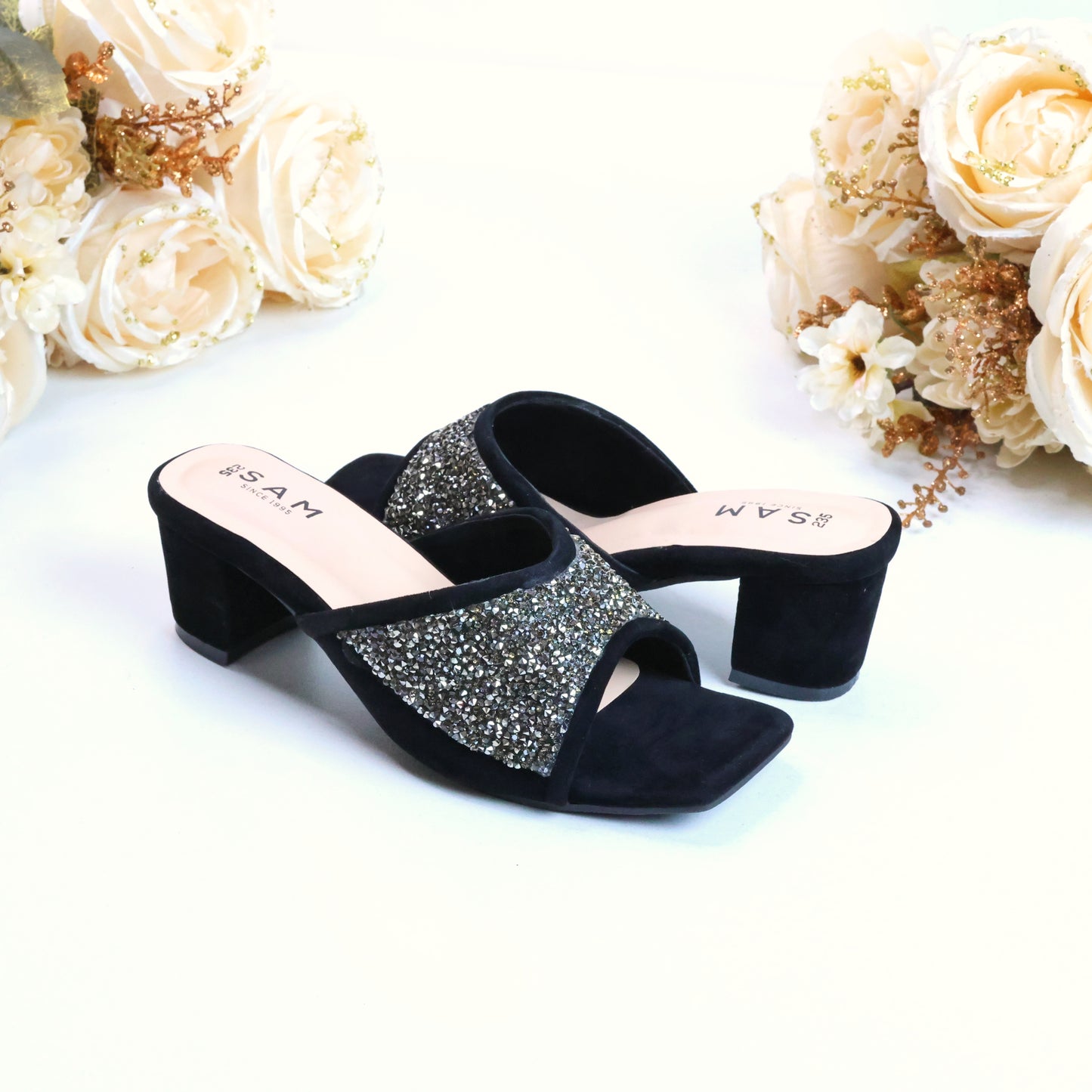 Messy Stone Strap 2 Inch Heel