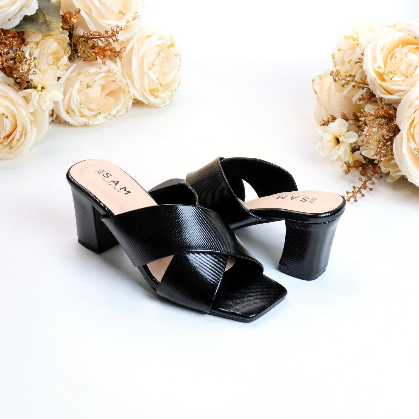 Holographic Criss Cross 2.7 Inch Heel