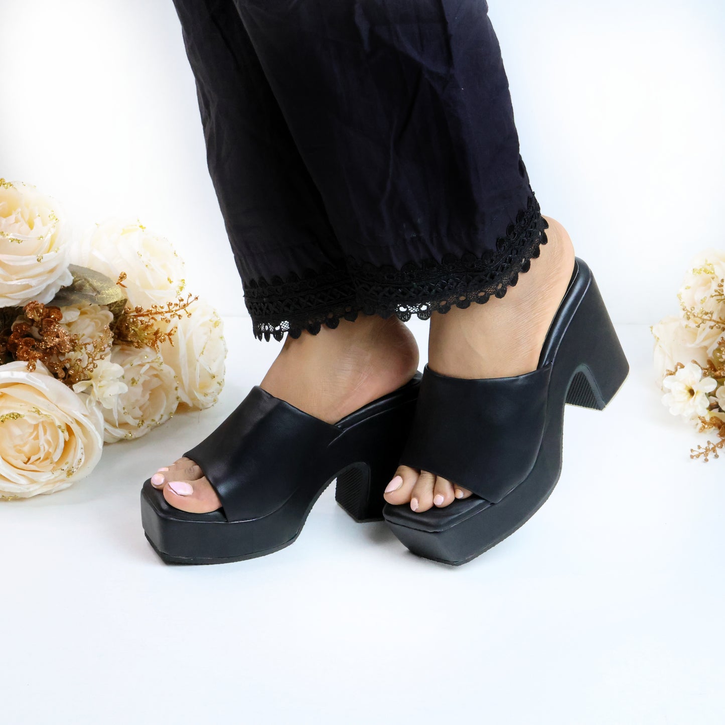 Chunky Strap Wedge 4.5 Inch Heel