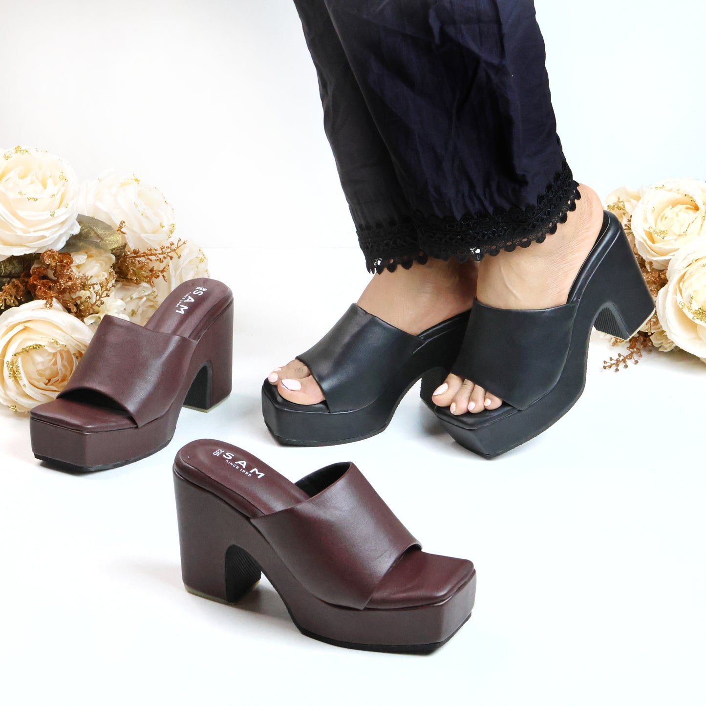 Chunky Strap Wedge 4.5 Inch Heel