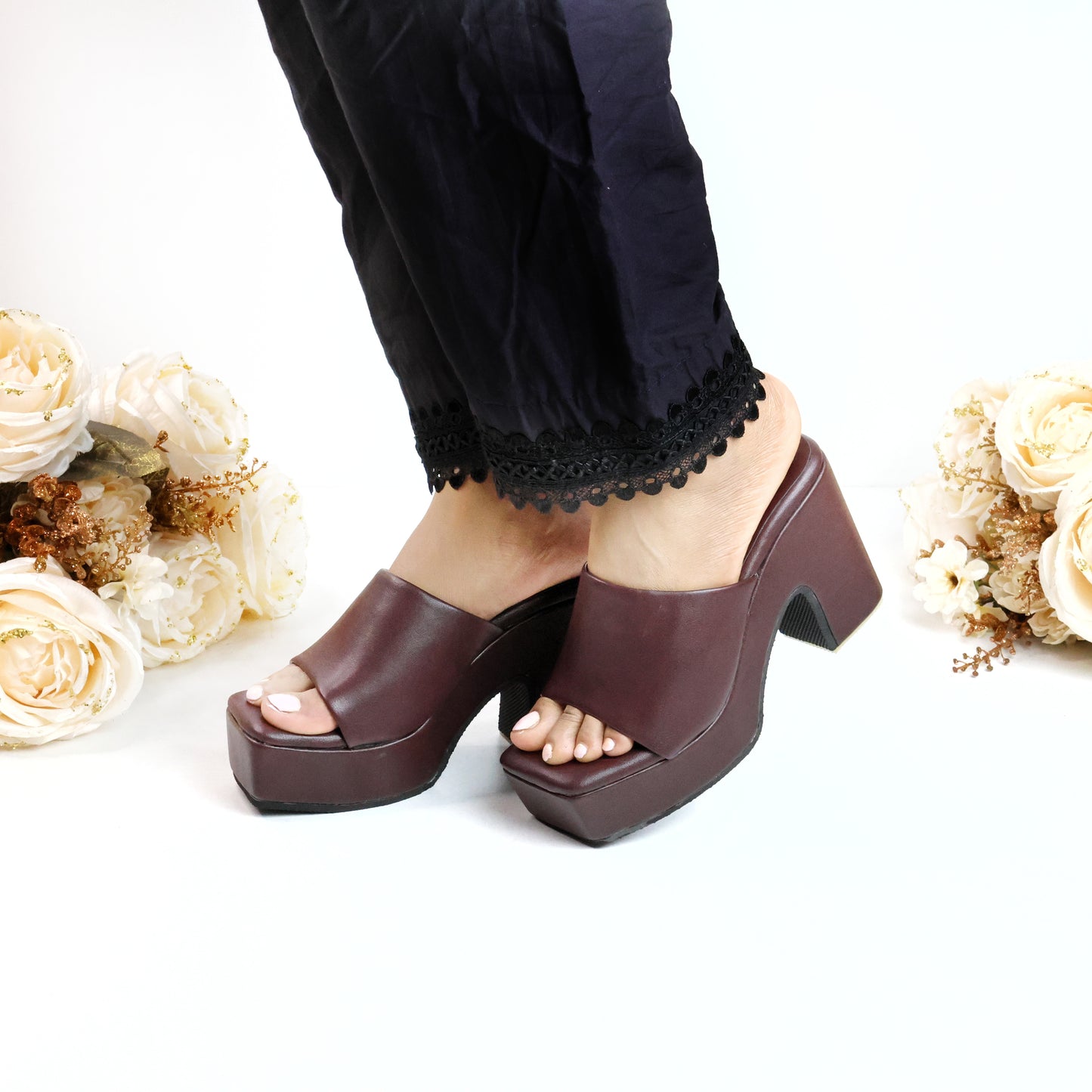 Chunky Strap Wedge 4.5 Inch Heel