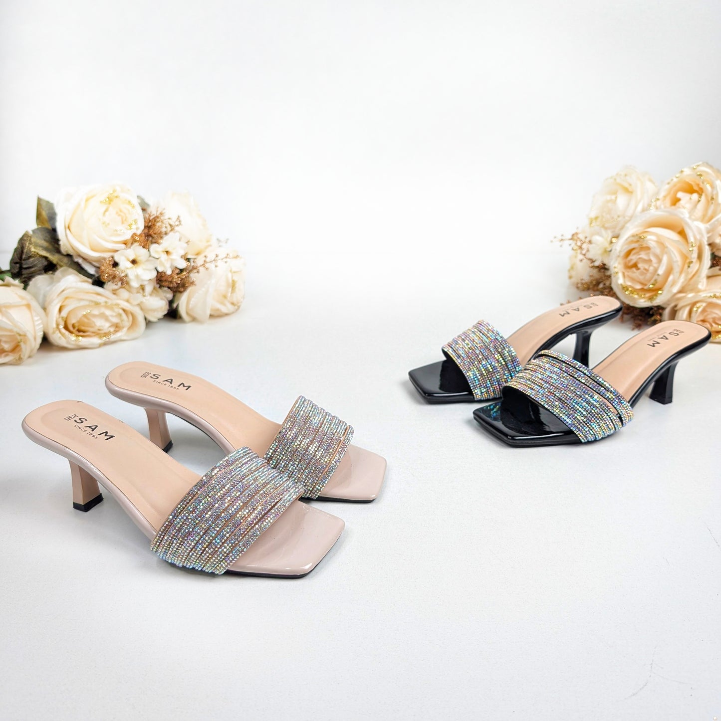 Multi Rhinestone Strap Stiletto 2.5 Inch Heel