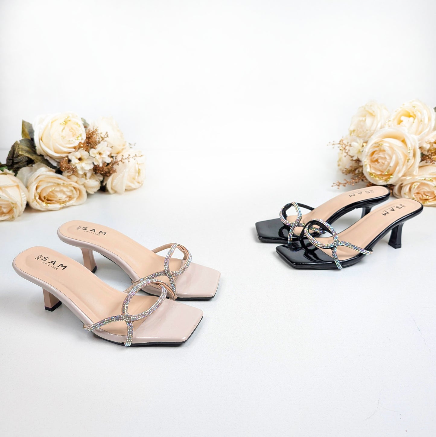 Multi Rhinestone Oval Stiletto 2.5 Inch Heel
