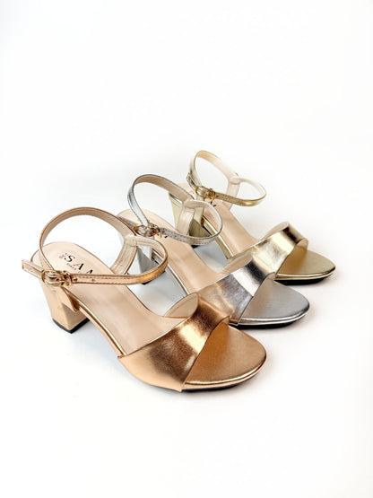 Sleek Metallic 2.7 inch Heel