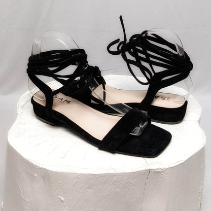 Lace Up Ankle Strap 1 Inch Flat Sandal