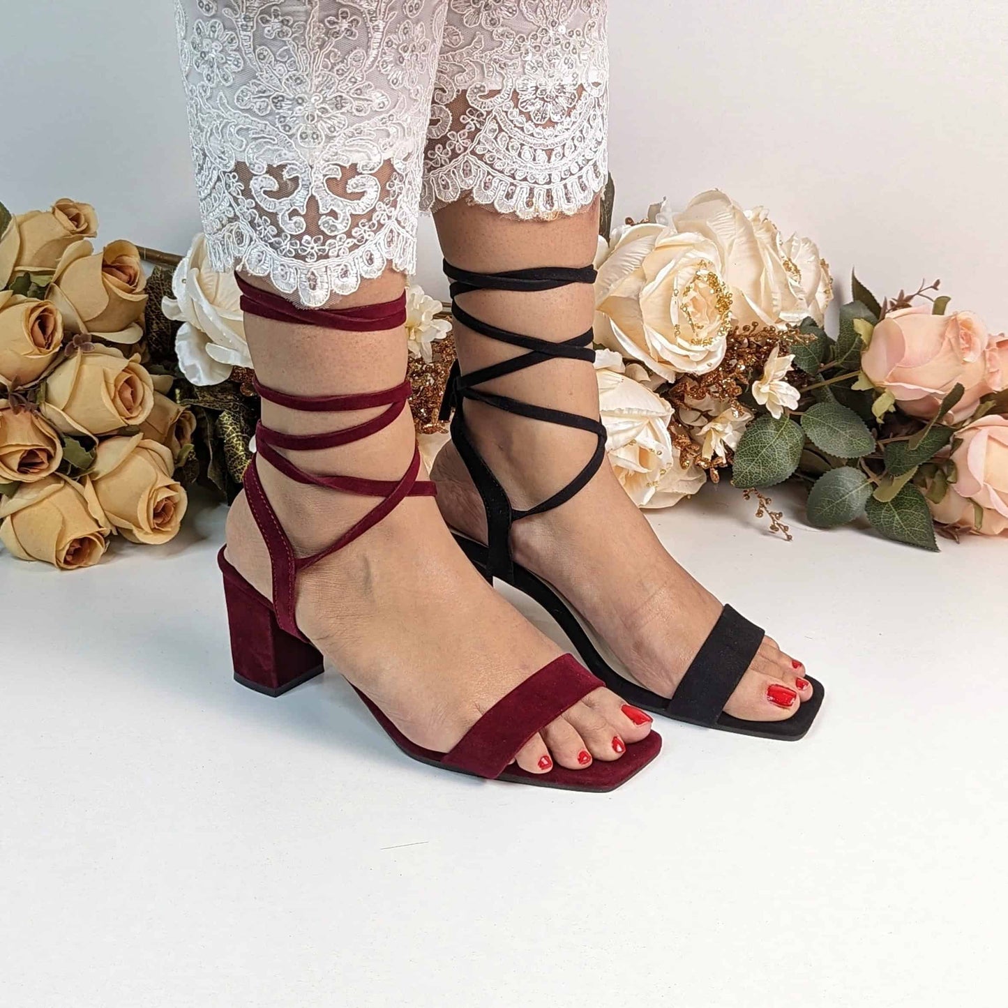 Lace Up Ankle Strap 2.7 Inch Heel