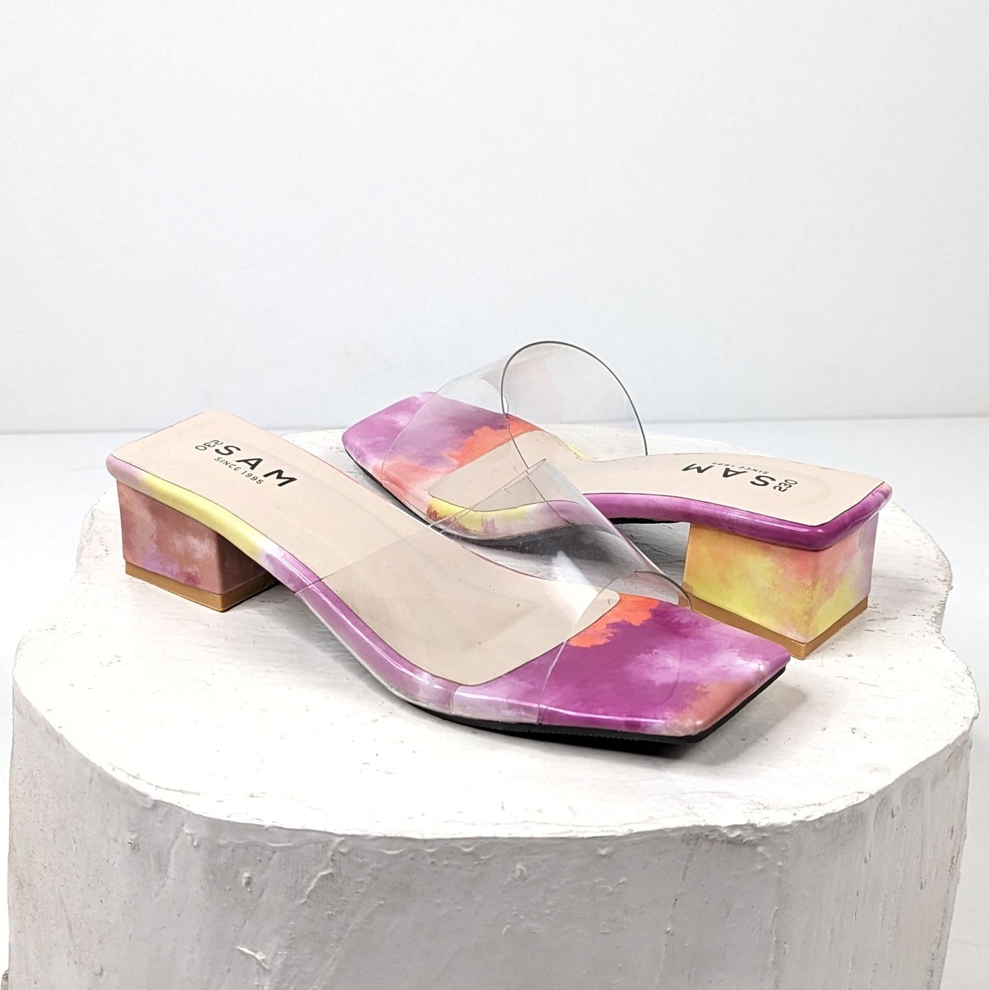 Rainbow Pattern Transparent 1.5 Inch Heel