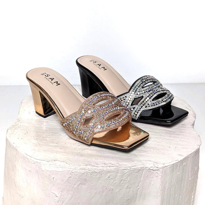 Gorgeous Oval Rhinestone 2.7 Inch Heel