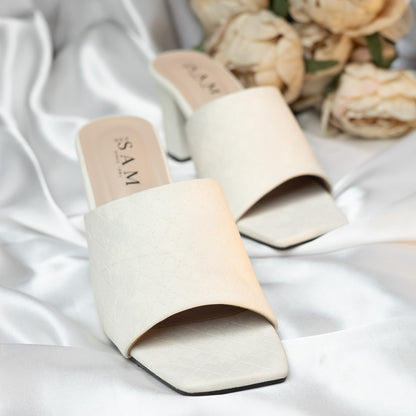 Textured Block Mule 2.7 Inch Heel