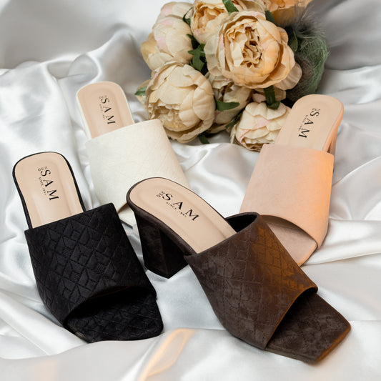 Textured Block Mule 2.7 Inch Heel