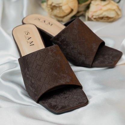 Textured Block Mule 2.7 Inch Heel